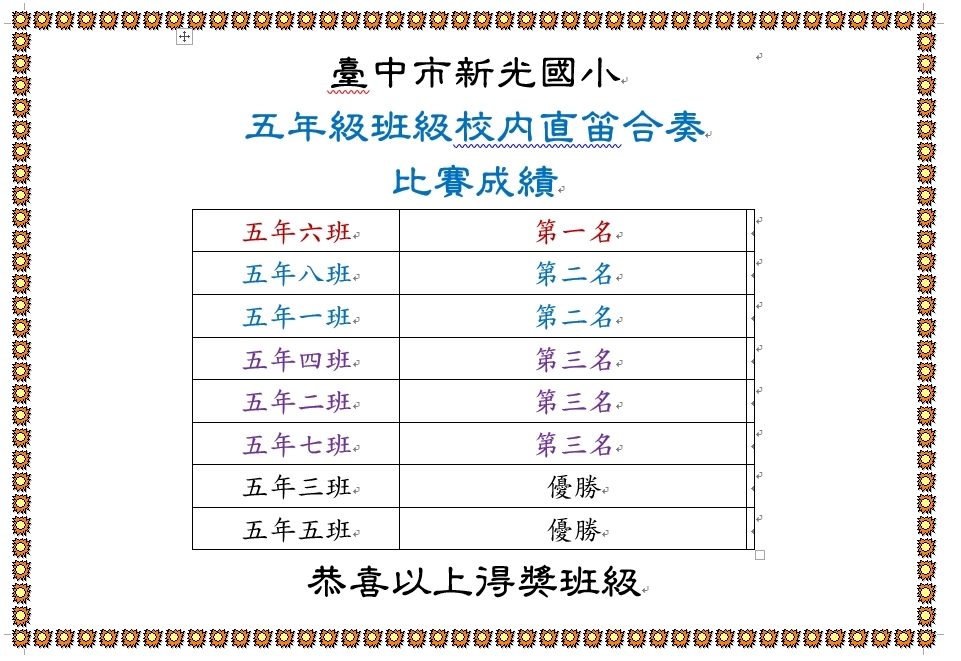 5年級直笛合奏比賽